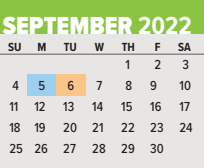 District School Academic Calendar for Henry Zarrow International Sch for September 2022