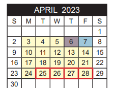 District School Academic Calendar for Dogan Middle for April 2023