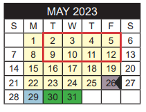 District School Academic Calendar for Alvin V Anderson Educational Compl for May 2023