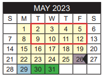 District School Academic Calendar for Moore Mst Magnet School for May 2023