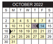 District School Academic Calendar for Rice Elementary for October 2022