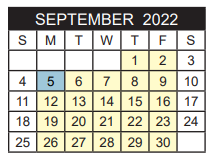 District School Academic Calendar for Bell Elementary for September 2022