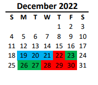 District School Academic Calendar for Parkwood Middle for December 2022