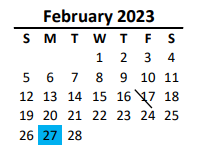 District School Academic Calendar for Porter Ridge Middle School for February 2023