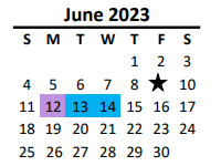 District School Academic Calendar for Parkwood Middle for June 2023