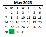District School Academic Calendar for Parkwood High for May 2023