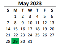 District School Academic Calendar for Parkwood Middle for May 2023