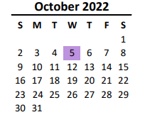 District School Academic Calendar for Piedmont Middle for October 2022