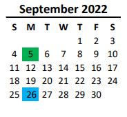 District School Academic Calendar for Parkwood Middle for September 2022