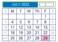 District School Academic Calendar for Juvenille Justice Alternative Prog for July 2022