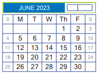 District School Academic Calendar for Juvenille Justice Alternative Prog for June 2023
