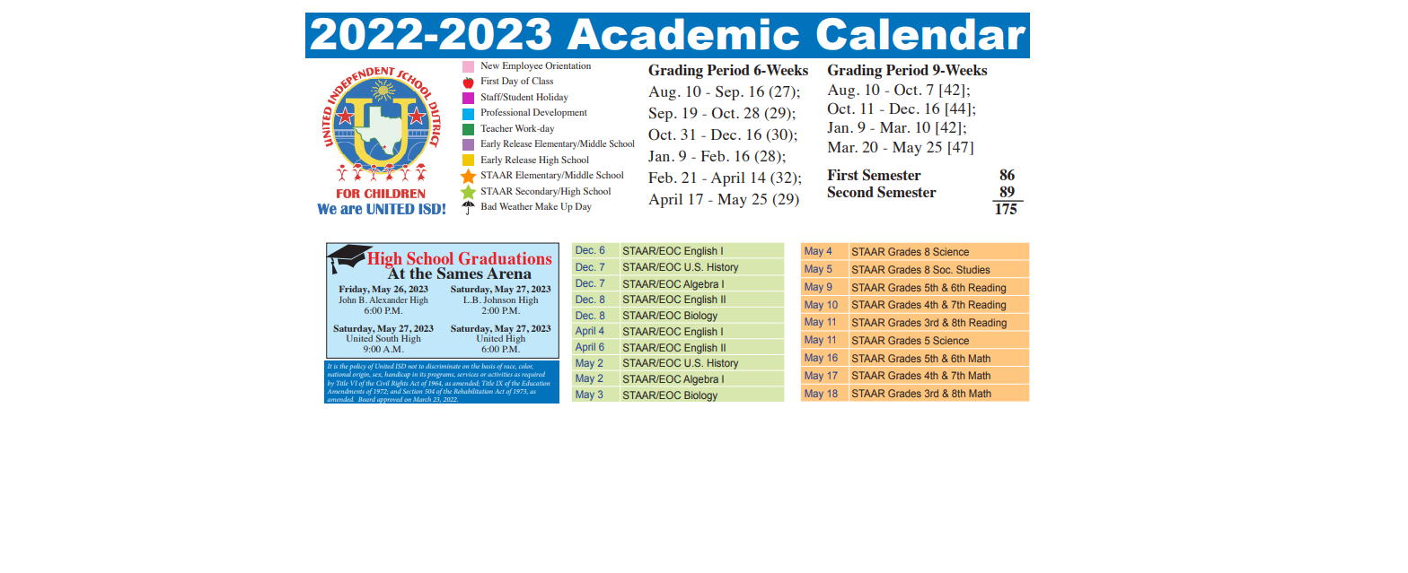District School Academic Calendar Key for Henry Cuellar Elementary