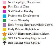 District School Academic Calendar Legend for Henry Cuellar Elementary