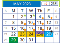 District School Academic Calendar for Juvenille Justice Alternative Prog for May 2023