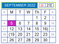 District School Academic Calendar for Juvenille Justice Alternative Prog for September 2022