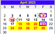 District School Academic Calendar for Valley View South Elementary for April 2023