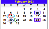 District School Academic Calendar for Valley View South Elementary for February 2023
