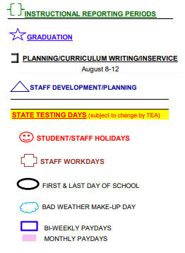 District School Academic Calendar Legend for Valley View South Elementary