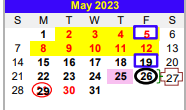 District School Academic Calendar for Valley View South Elementary for May 2023