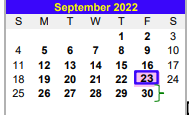 District School Academic Calendar for Valley View South Elementary for September 2022