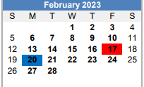 District School Academic Calendar for Homebound for February 2023