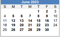 District School Academic Calendar for Martin De Leon Elementary for June 2023
