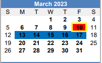 District School Academic Calendar for Martin De Leon Elementary for March 2023