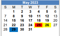 District School Academic Calendar for Homebound for May 2023