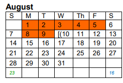 District School Academic Calendar for Vidor Middle for August 2022