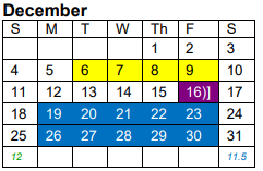 District School Academic Calendar for Vidor El for December 2022
