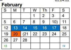 District School Academic Calendar for Vidor Middle for February 2023