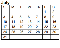 District School Academic Calendar for Vidor J H for July 2022