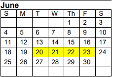 District School Academic Calendar for Vidor J H for June 2023