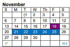 District School Academic Calendar for Oak Forest Elementary for November 2022