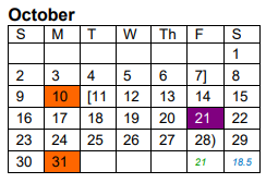 District School Academic Calendar for A I M S Ctr H S for October 2022