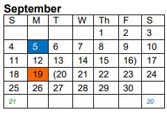 District School Academic Calendar for A I M S Ctr H S for September 2022
