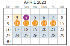 District School Academic Calendar for Plaza Elementary for April 2023
