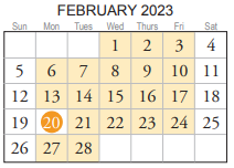 District School Academic Calendar for Old Donation Center for February 2023