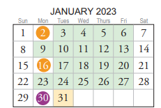 District School Academic Calendar for Tallwood High for January 2023