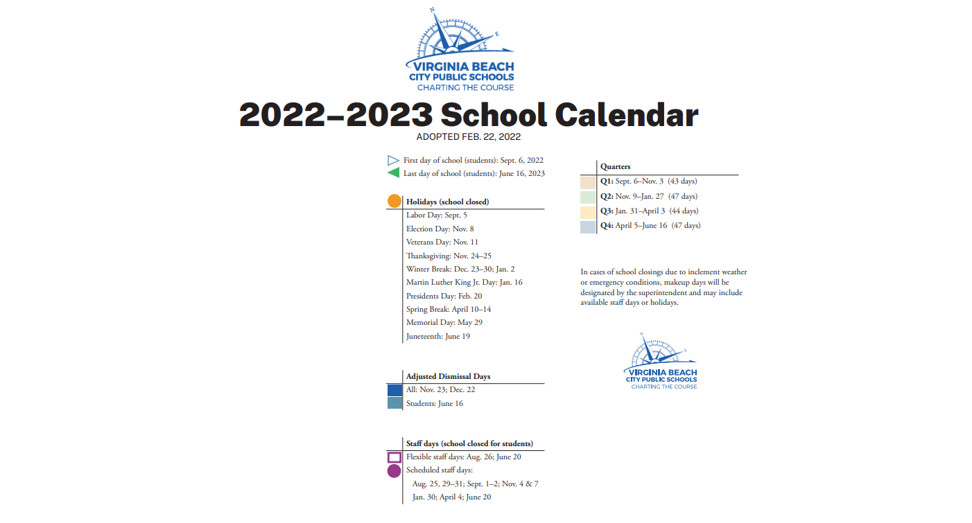 District School Academic Calendar Key for Princess Anne Middle