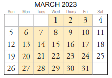 District School Academic Calendar for Tallwood High for March 2023