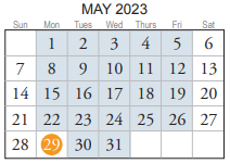 District School Academic Calendar for Kings Grant Elementary for May 2023