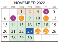 District School Academic Calendar for Brandon Middle for November 2022
