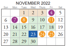 District School Academic Calendar for Old Donation Center for November 2022