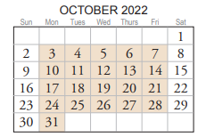 District School Academic Calendar for Independence Middle for October 2022