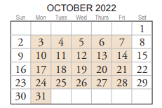 District School Academic Calendar for Old Donation Center for October 2022