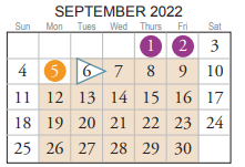 District School Academic Calendar for Windsor Oaks Elementary for September 2022