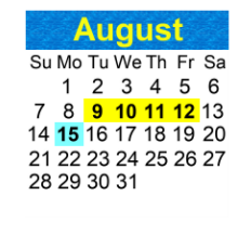 District School Academic Calendar for David C Hinson Sr Middle School for August 2022