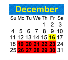 District School Academic Calendar for Holly Hill Elementary School for December 2022