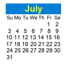 District School Academic Calendar for Seville Public School for July 2022
